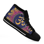 Boho Om Mandala Print Black High Top Shoes