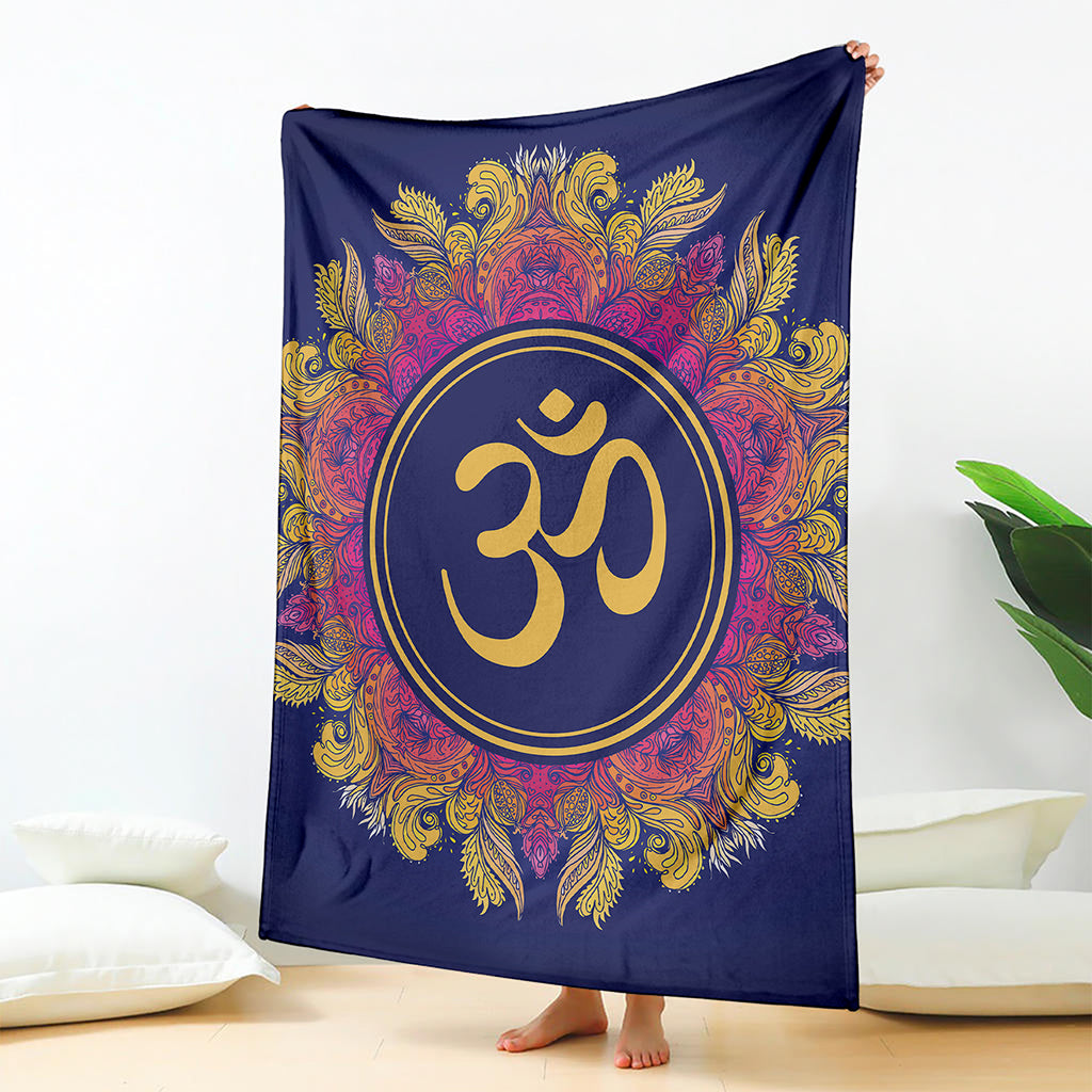 Boho Om Mandala Print Blanket