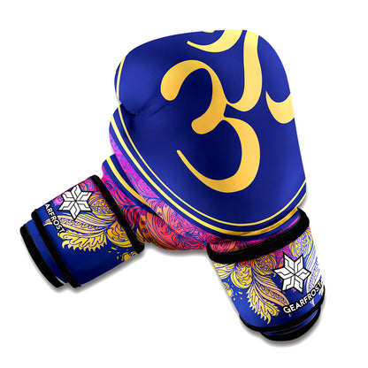 Boho Om Mandala Print Boxing Gloves