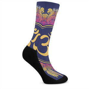 Boho Om Mandala Print Crew Socks