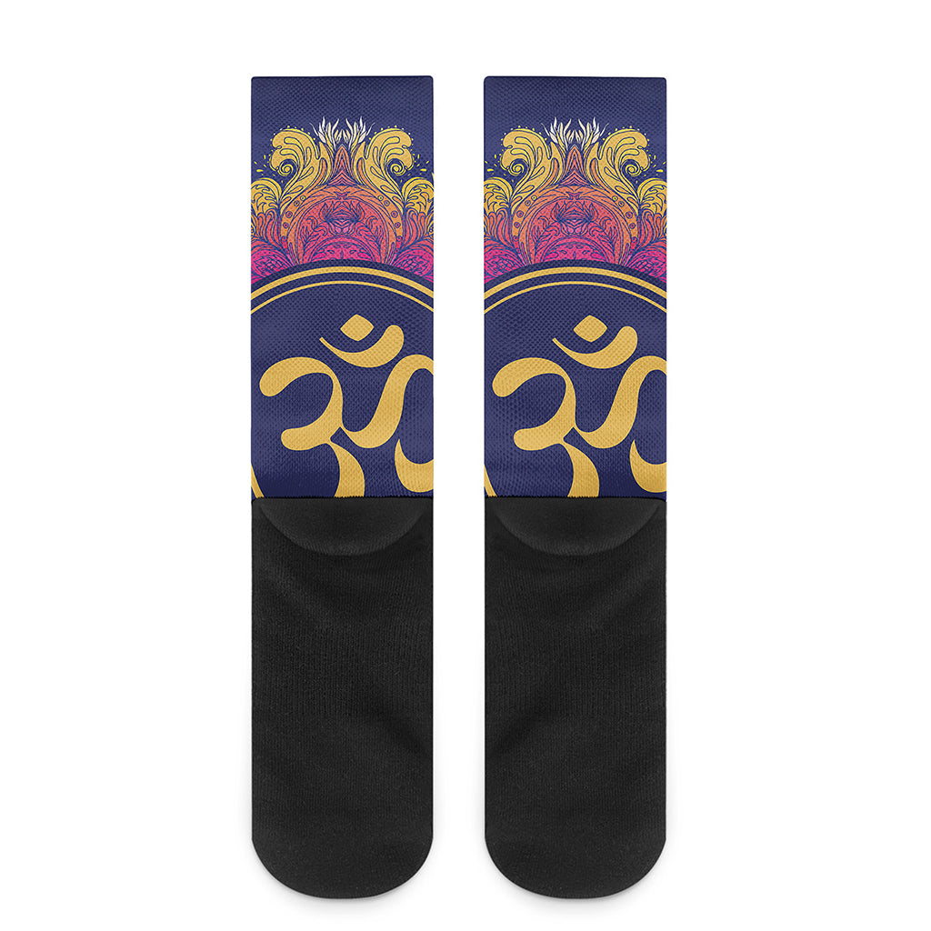 Boho Om Mandala Print Crew Socks