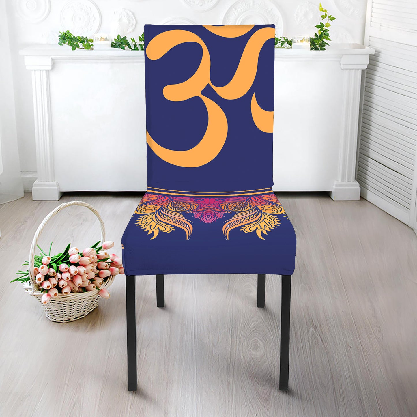 Boho Om Mandala Print Dining Chair Slipcover