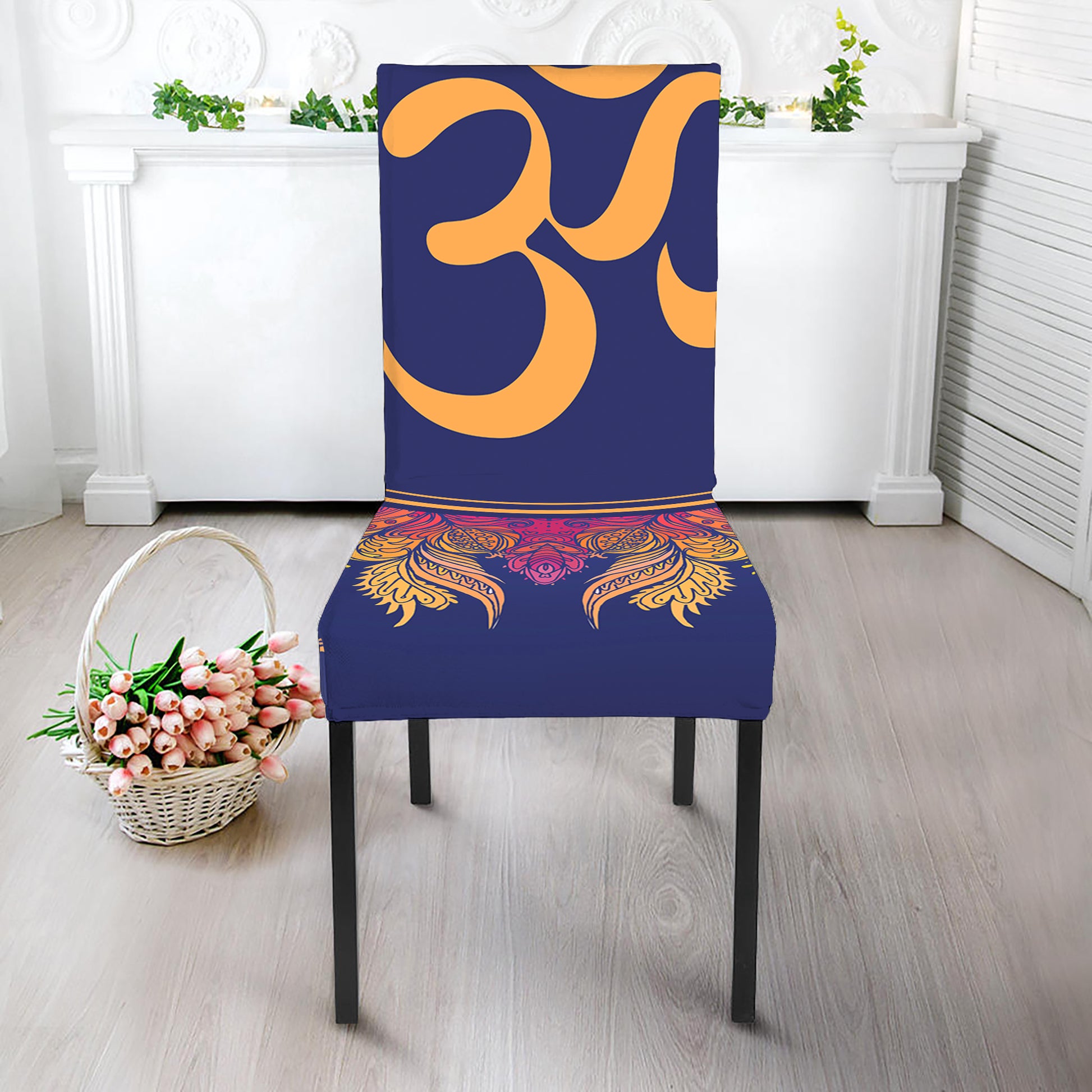 Boho Om Mandala Print Dining Chair Slipcover