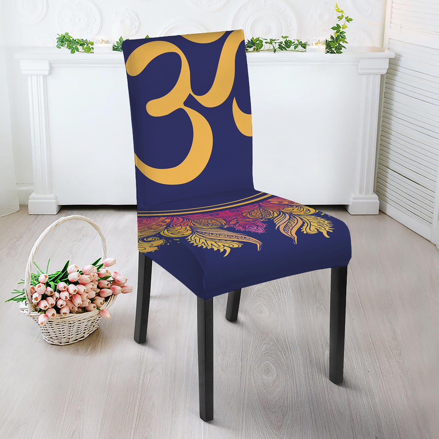 Boho Om Mandala Print Dining Chair Slipcover