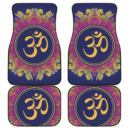 Boho Om Mandala Print Front and Back Car Floor Mats