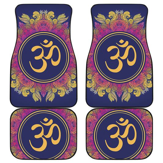 Boho Om Mandala Print Front and Back Car Floor Mats