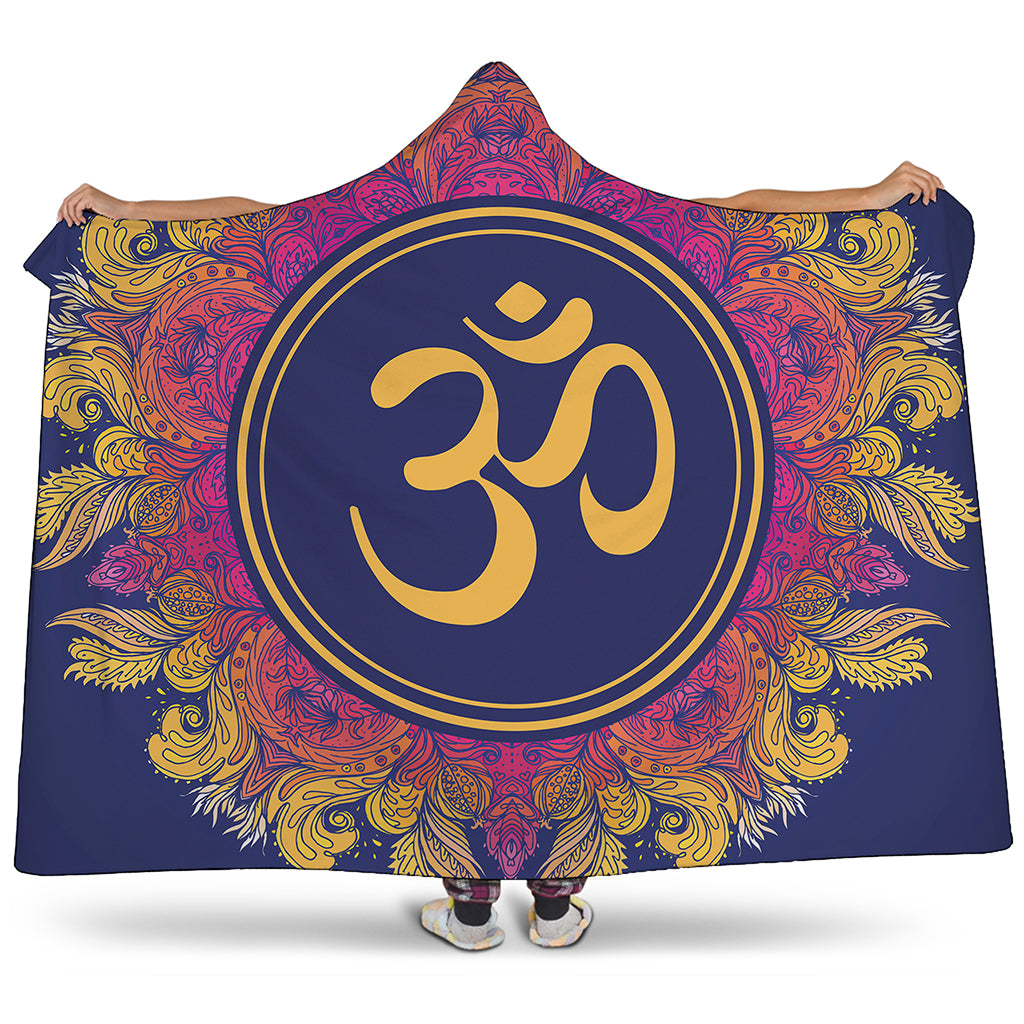 Boho Om Mandala Print Hooded Blanket