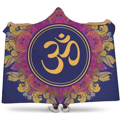 Boho Om Mandala Print Hooded Blanket