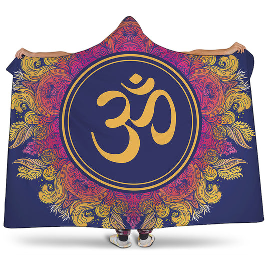 Boho Om Mandala Print Hooded Blanket
