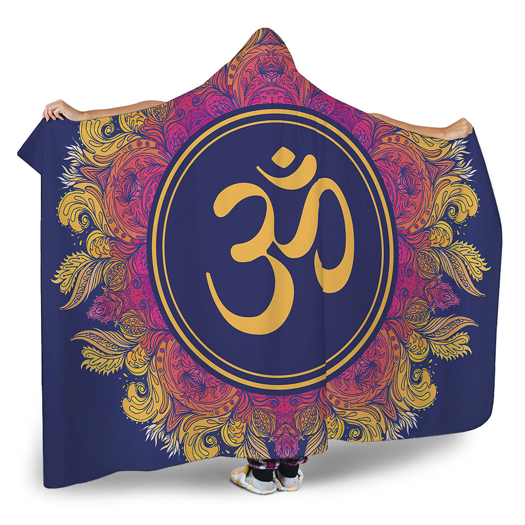 Boho Om Mandala Print Hooded Blanket