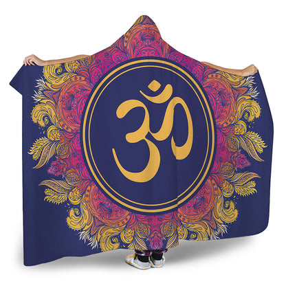 Boho Om Mandala Print Hooded Blanket