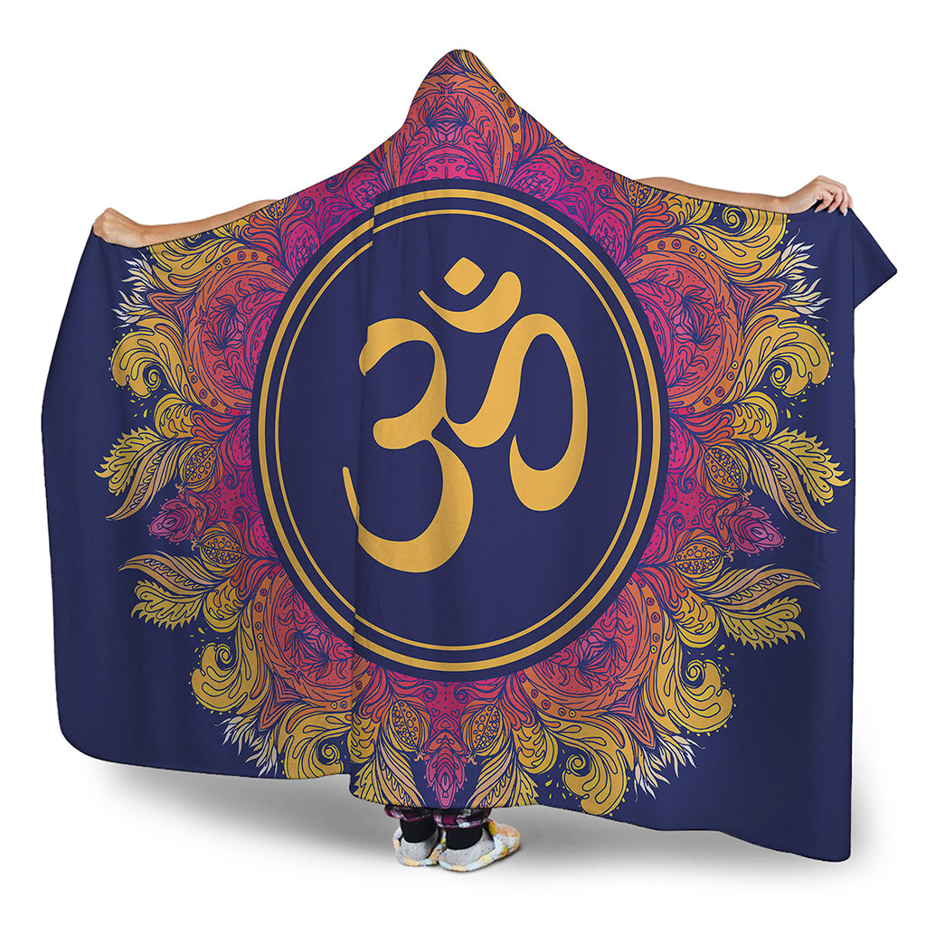 Boho Om Mandala Print Hooded Blanket