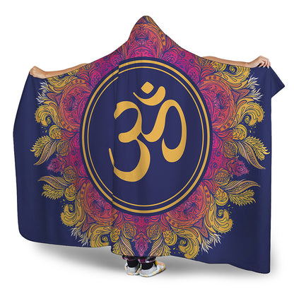 Boho Om Mandala Print Hooded Blanket