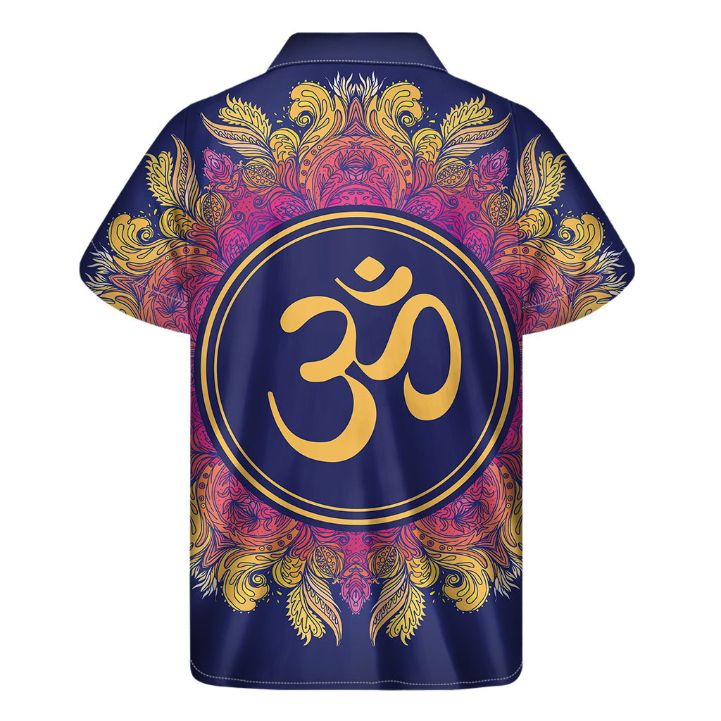 Boho Om Mandala Print Men's Short Sleeve Shirt