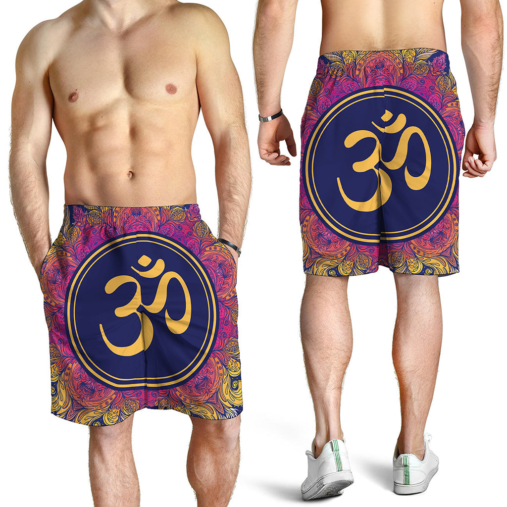 Boho Om Mandala Print Men's Shorts