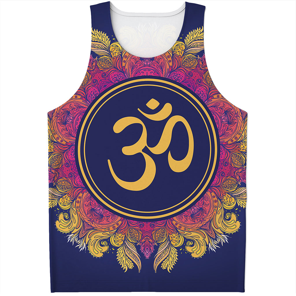 Boho Om Mandala Print Men's Tank Top