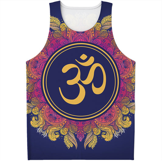 Boho Om Mandala Print Men's Tank Top