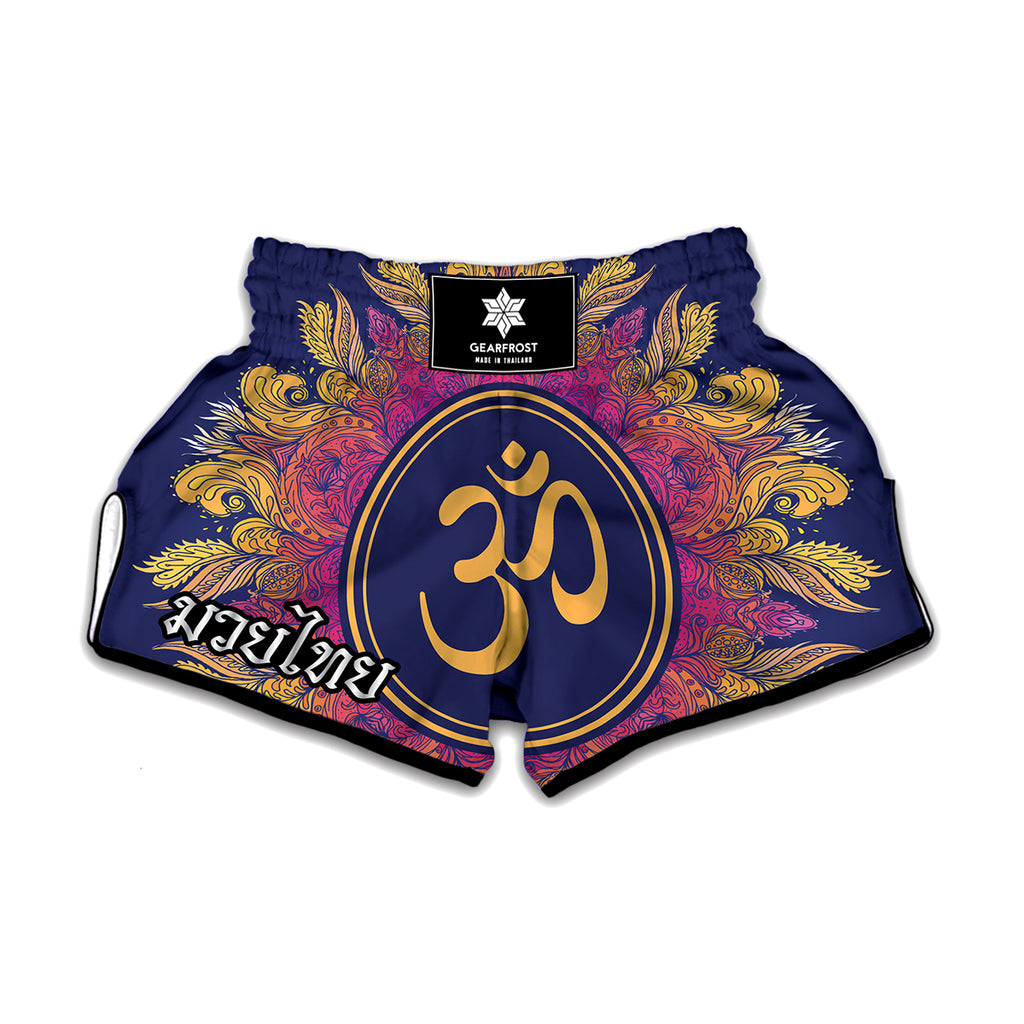 Boho Om Mandala Print Muay Thai Boxing Shorts