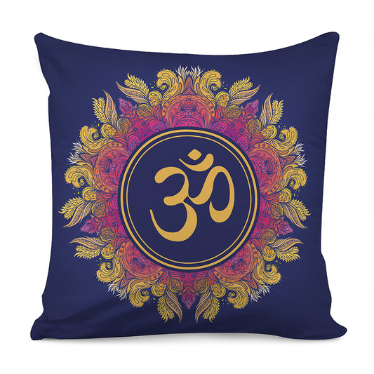 Boho Om Mandala Print Pillow Cover