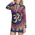 Boho Om Mandala Print Pullover Hoodie Dress