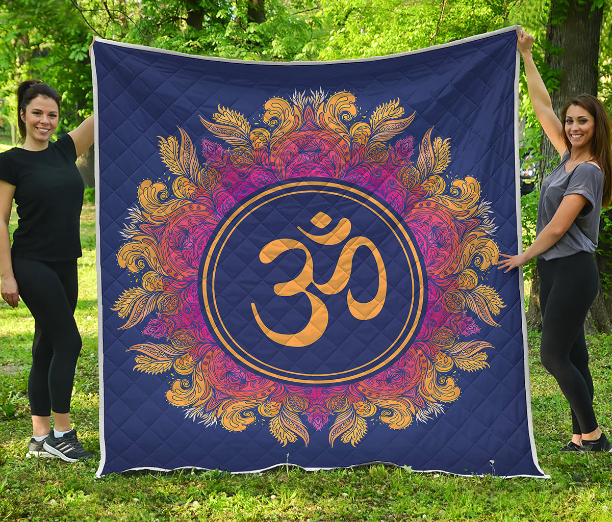 Boho Om Mandala Print Quilt