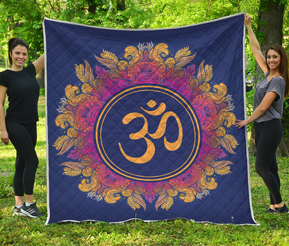Boho Om Mandala Print Quilt