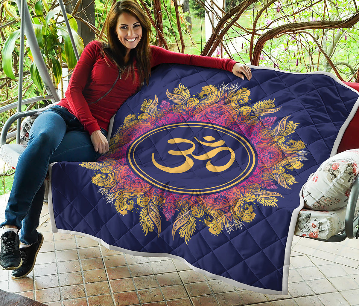 Boho Om Mandala Print Quilt