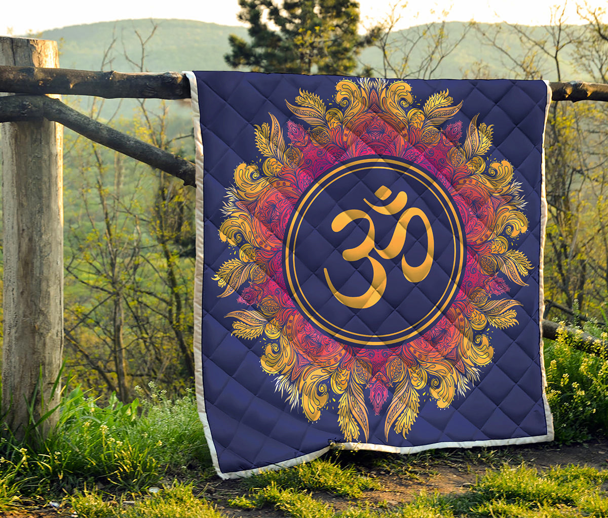Boho Om Mandala Print Quilt
