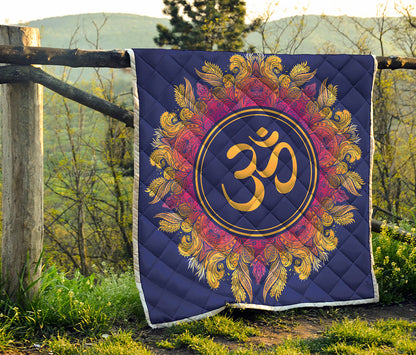 Boho Om Mandala Print Quilt