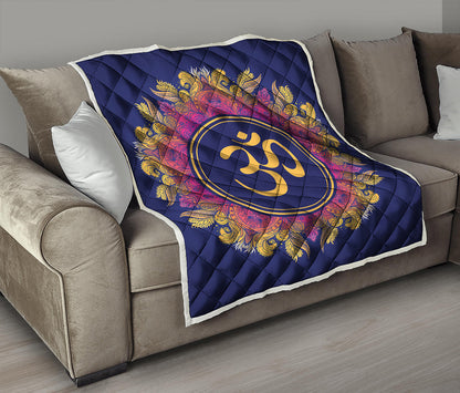 Boho Om Mandala Print Quilt