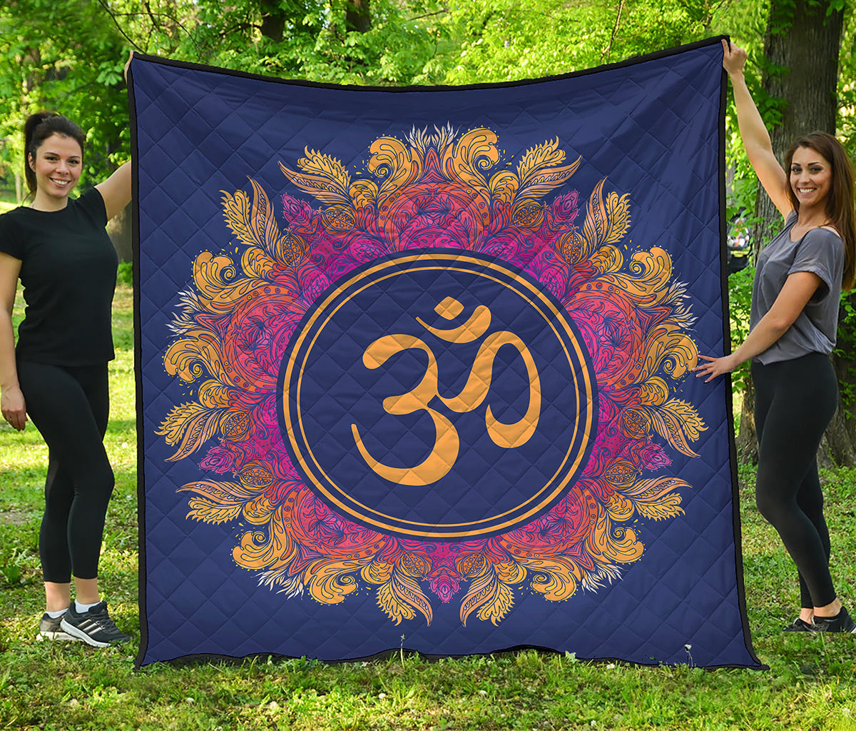 Boho Om Mandala Print Quilt