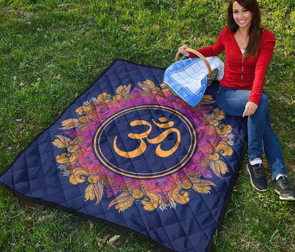 Boho Om Mandala Print Quilt