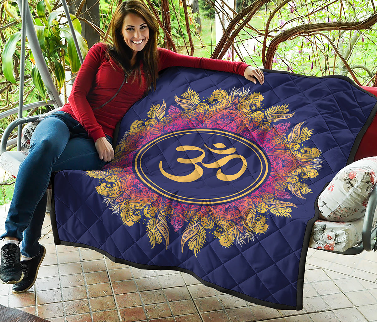 Boho Om Mandala Print Quilt