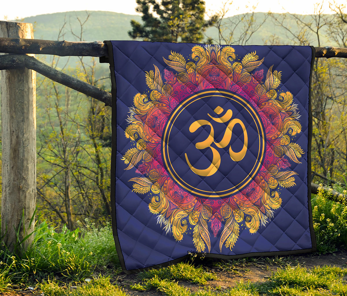 Boho Om Mandala Print Quilt