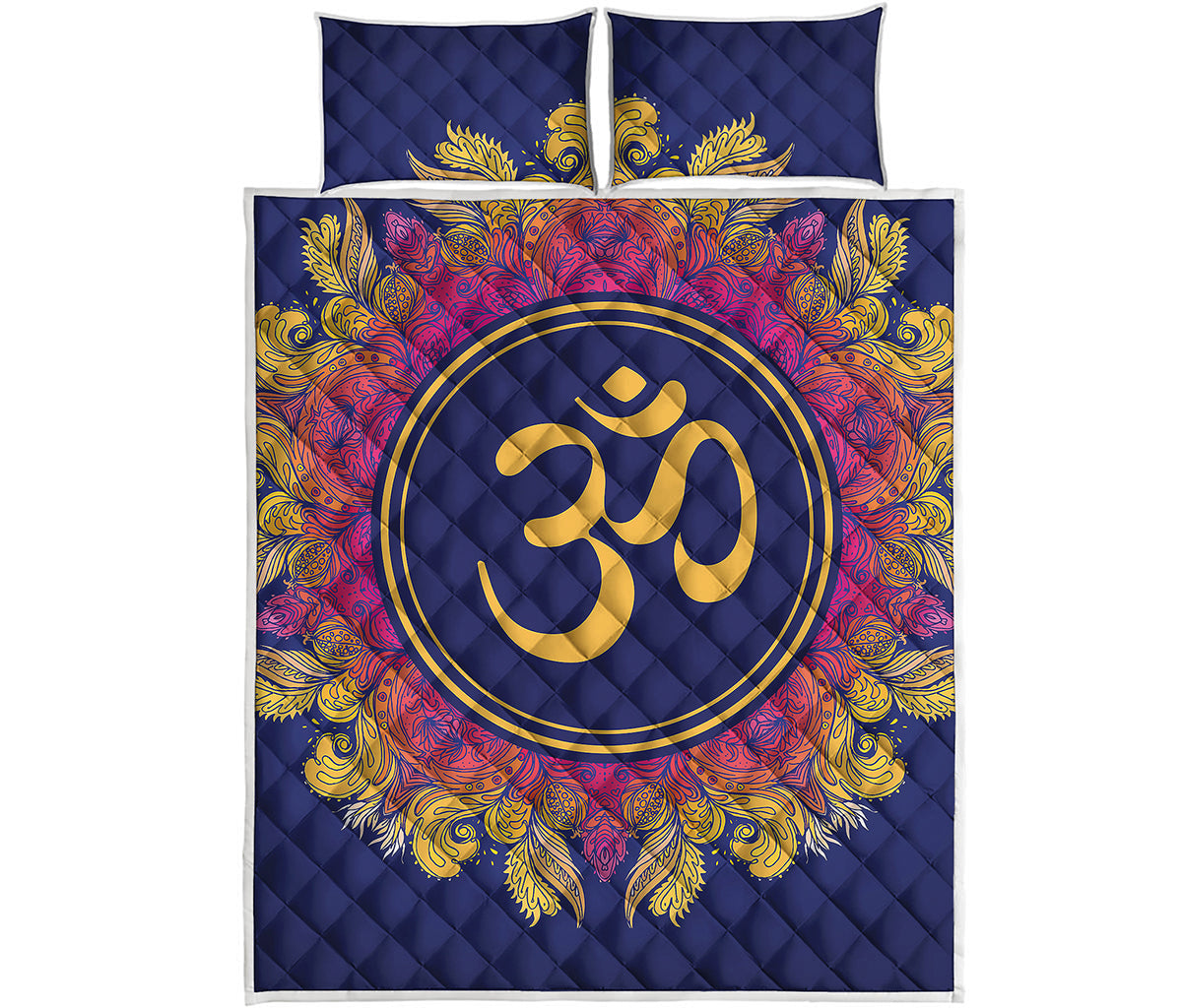 Boho Om Mandala Print Quilt Bed Set