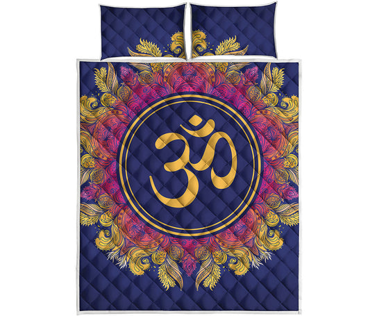 Boho Om Mandala Print Quilt Bed Set