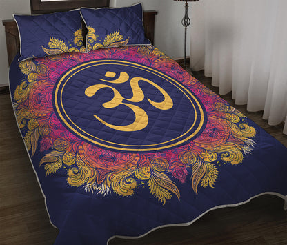 Boho Om Mandala Print Quilt Bed Set