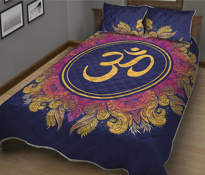 Boho Om Mandala Print Quilt Bed Set
