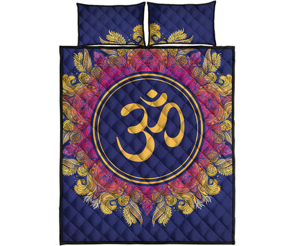 Boho Om Mandala Print Quilt Bed Set