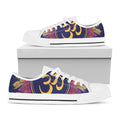 Boho Om Mandala Print White Low Top Sneakers