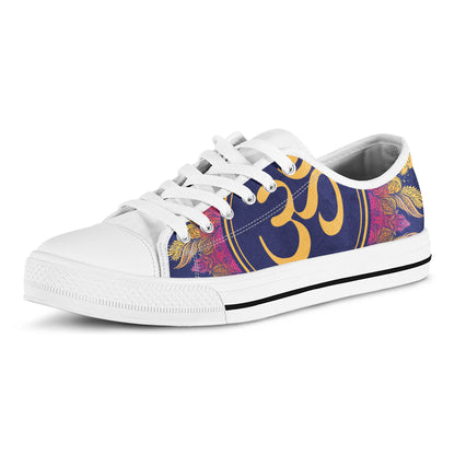 Boho Om Mandala Print White Low Top Shoes