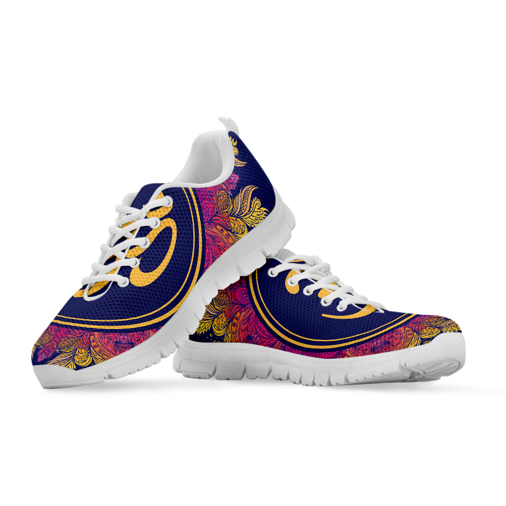 Boho Om Mandala Print White Sneakers