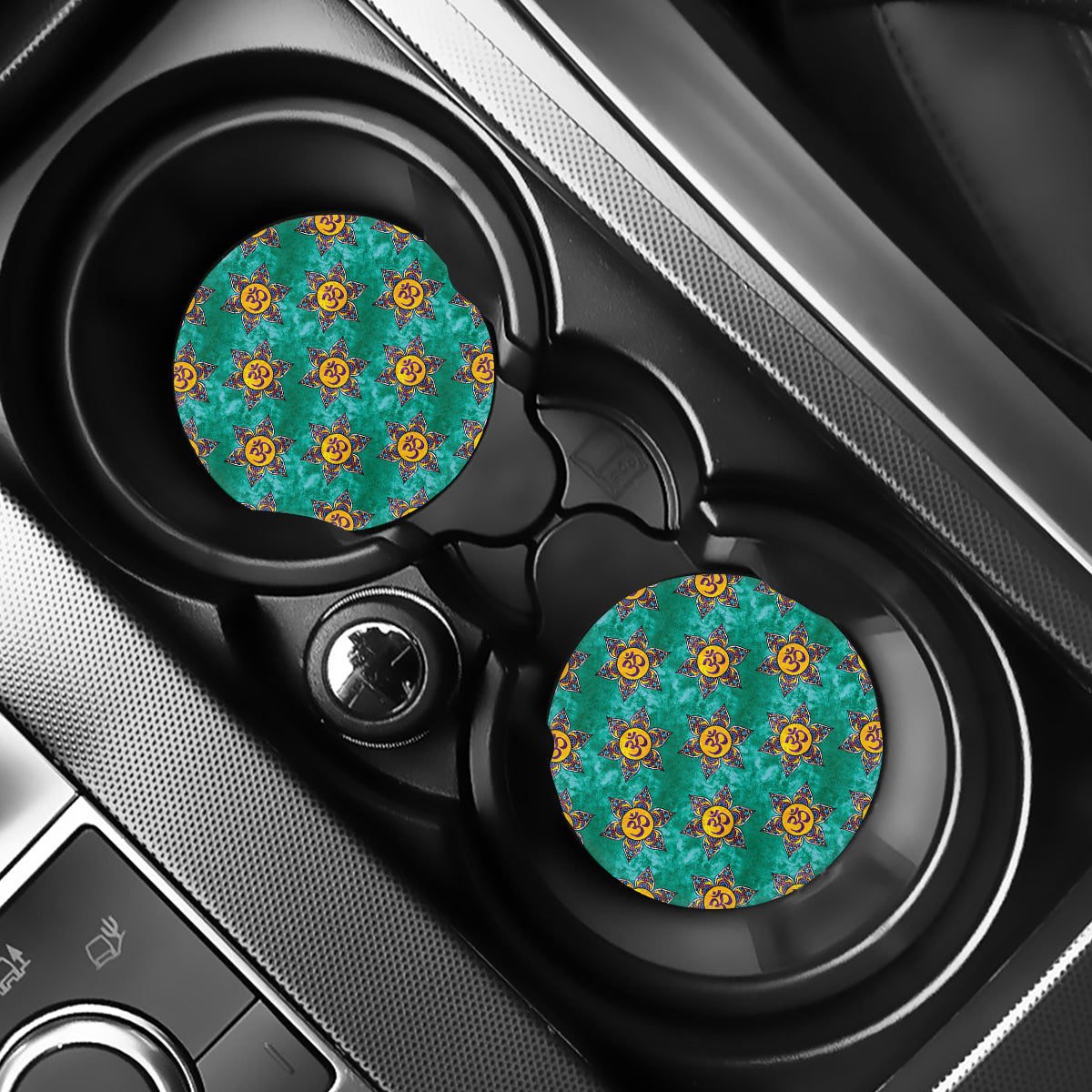 Boho Om Sign Pattern Print Car Coasters
