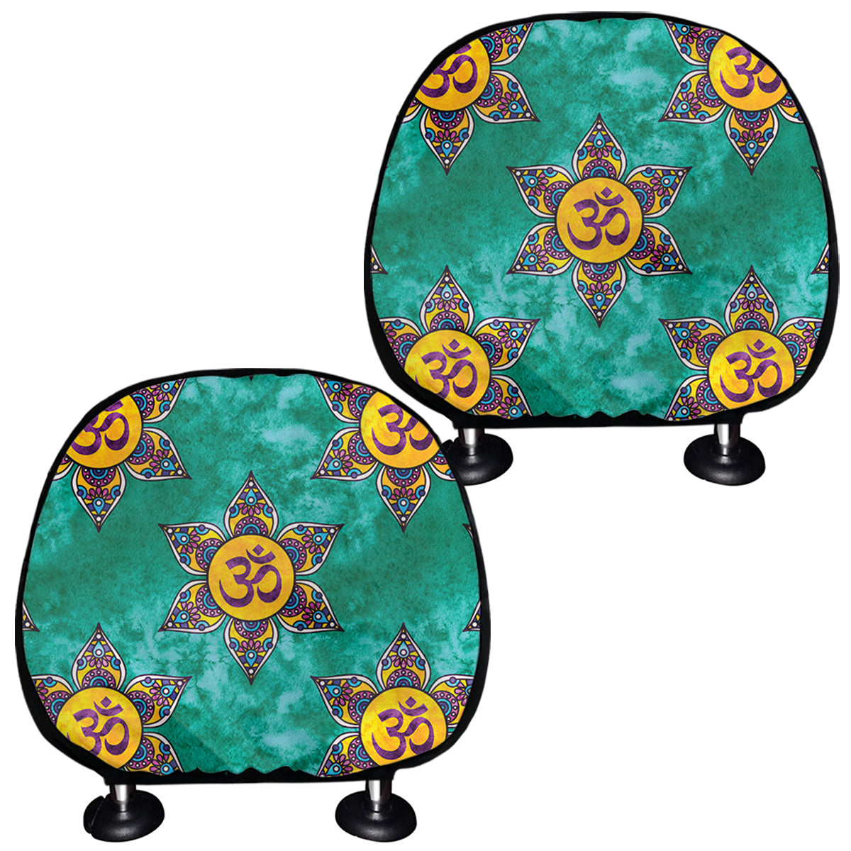 Boho Om Sign Pattern Print Car Headrest Covers