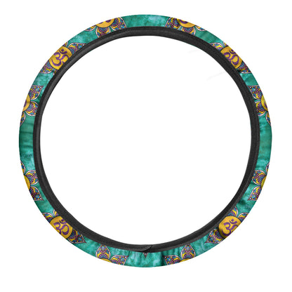 Boho Om Sign Pattern Print Car Steering Wheel Cover