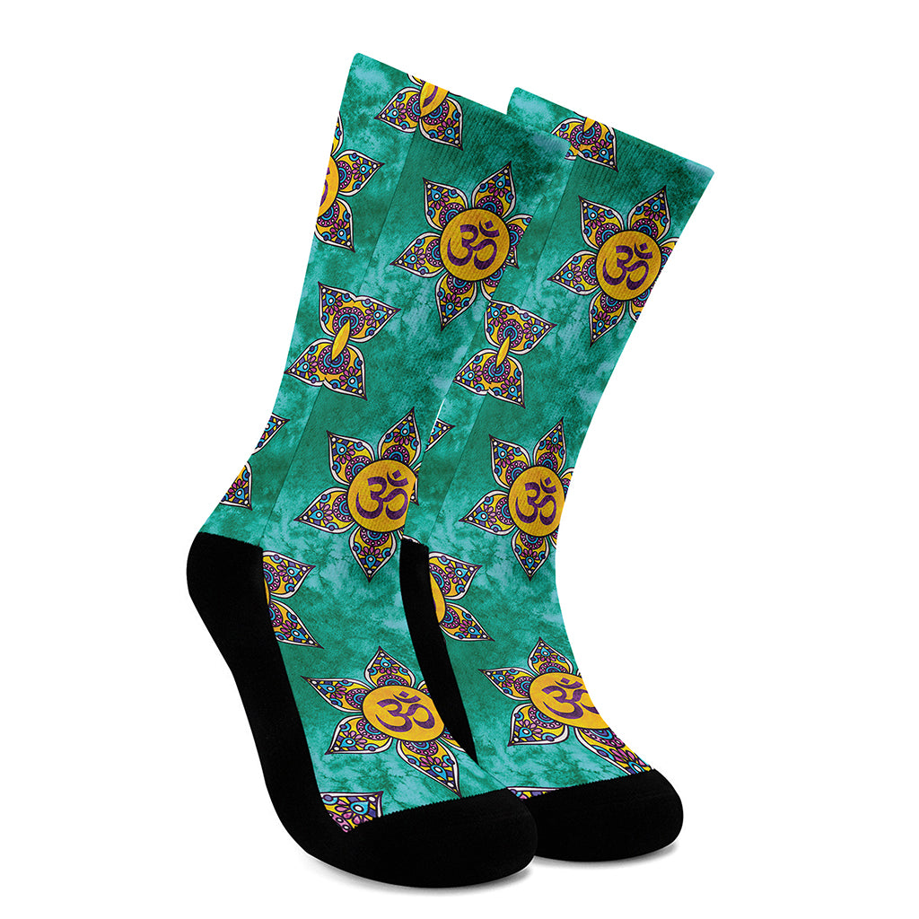 Boho Om Sign Pattern Print Crew Socks