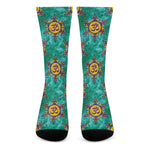 Boho Om Sign Pattern Print Crew Socks