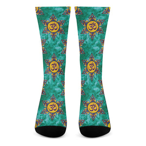 Boho Om Sign Pattern Print Crew Socks