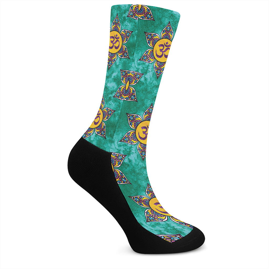 Boho Om Sign Pattern Print Crew Socks