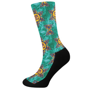 Boho Om Sign Pattern Print Crew Socks